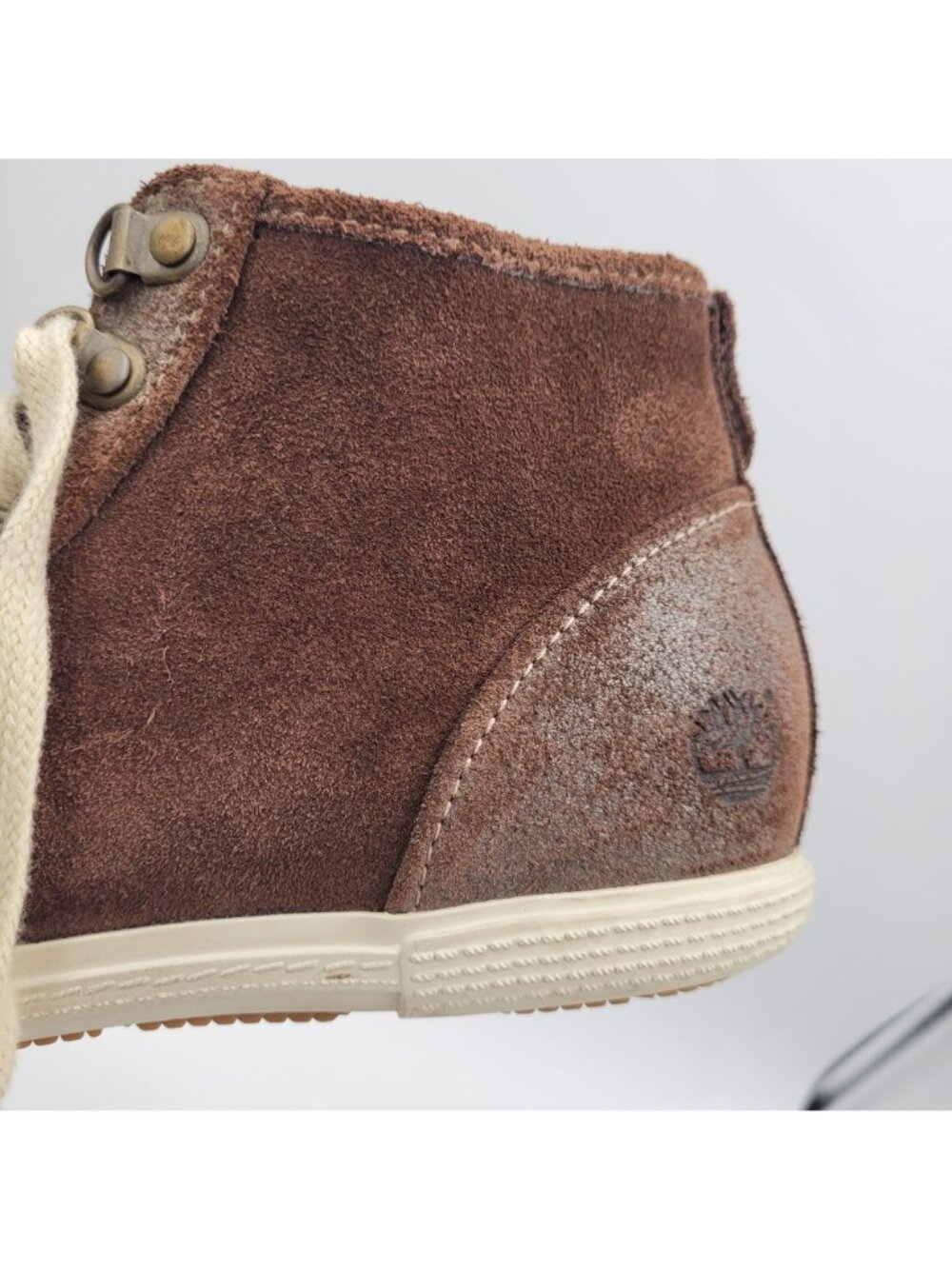 Timberland Womens Size 7.5 Sneakers Earthkeepers High Top Genuine Brown Leather - Picture 11 of 14